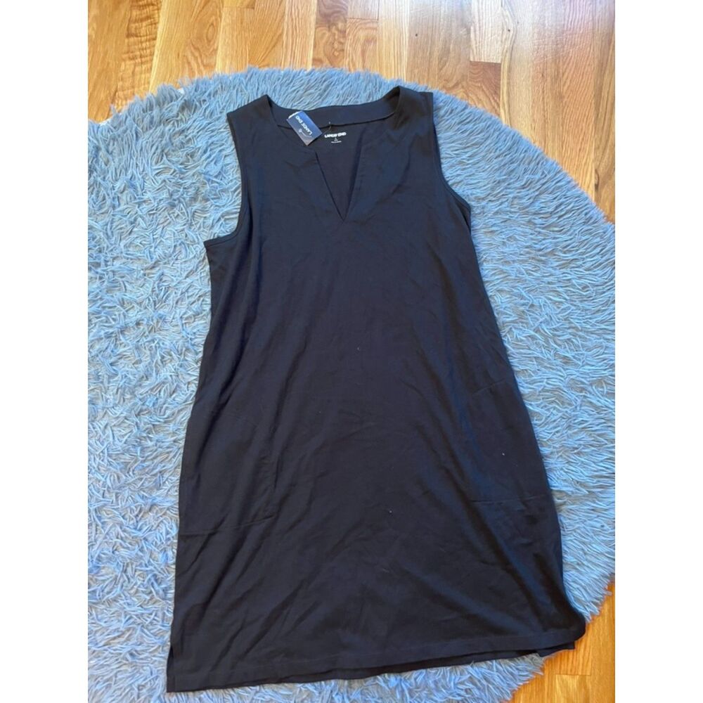 Land's End Black Sleeveless Cotton Dress Size L NWT